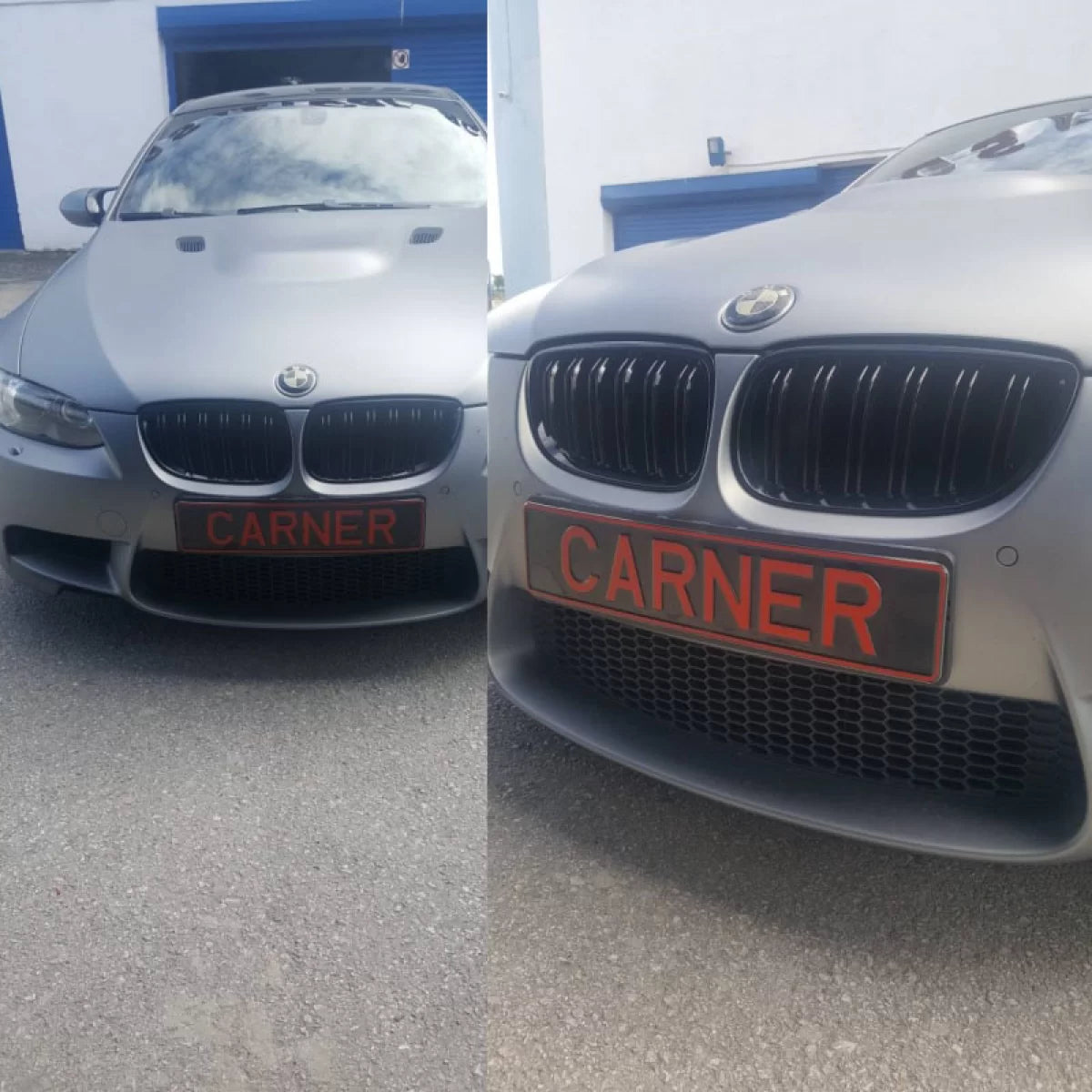 Griglia Anteriore Doppia Lucida Nera M4 Look per BMW 3 E92 E93 06-11 2 Pz