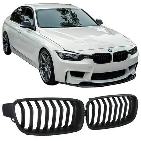 Griglia Anteriore Nera Opaca 2 Pezzi per BMW Serie 3 F30 F31 11-18