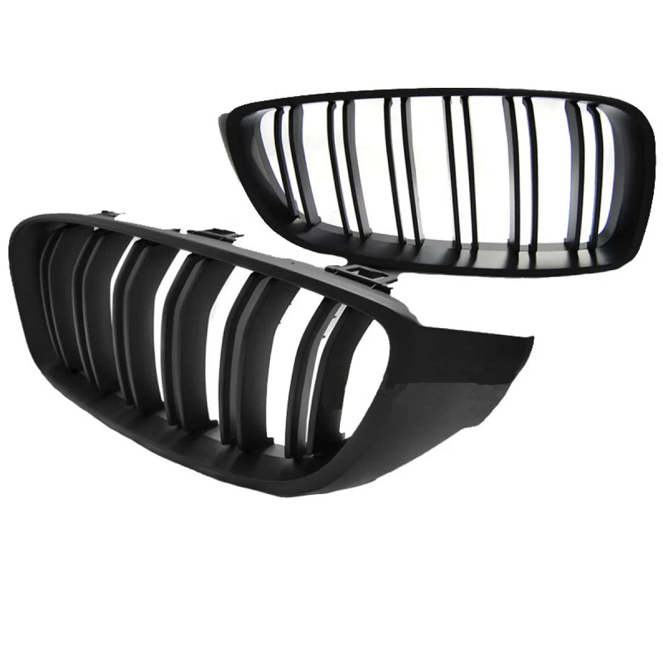 Griglia Anteriore Doppia Nera Opaca M4 Look 2 Pezzi per BMW 4 F32 F33 F36 13-16