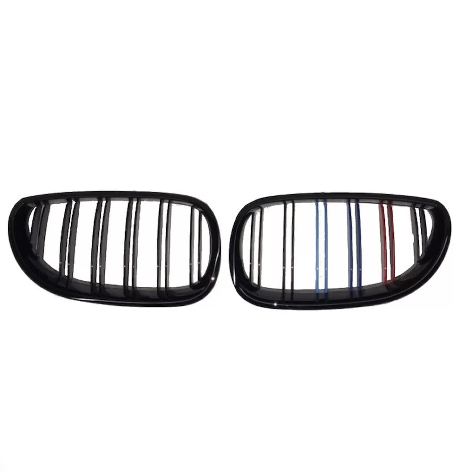 Griglia Anteriore Doppia Tri-colore Lucida per BMW 5 E60 03-11 M4 Look 2 Pz