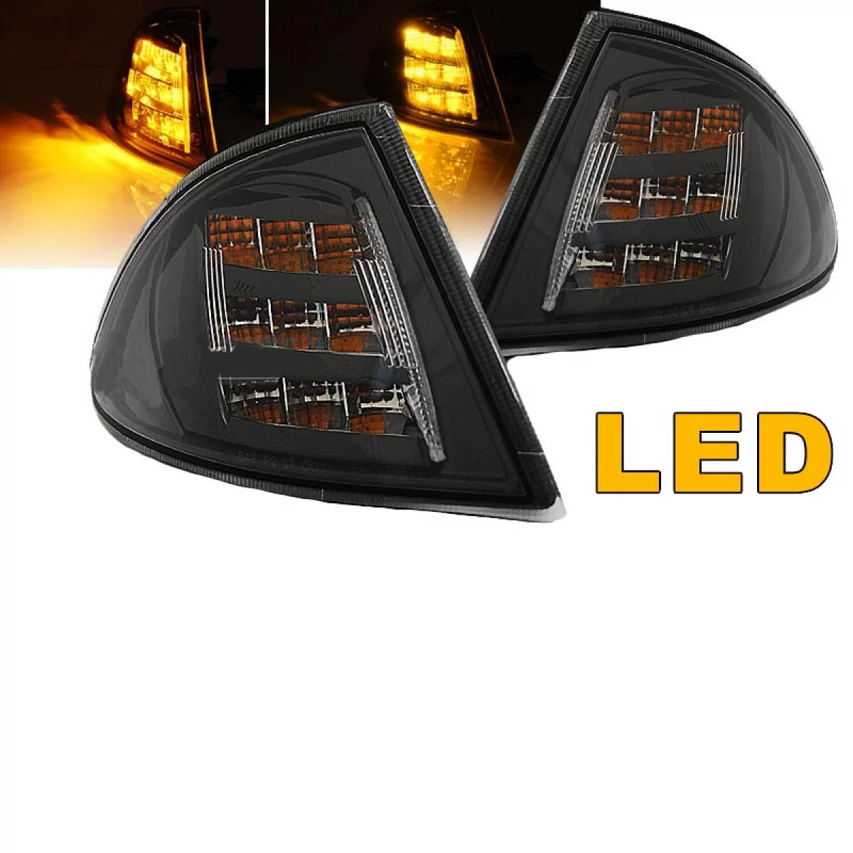 Fanali Indicatori Anteriori LED Neri Trasparenti 2 Pezzi per BMW 3 E46 99-01