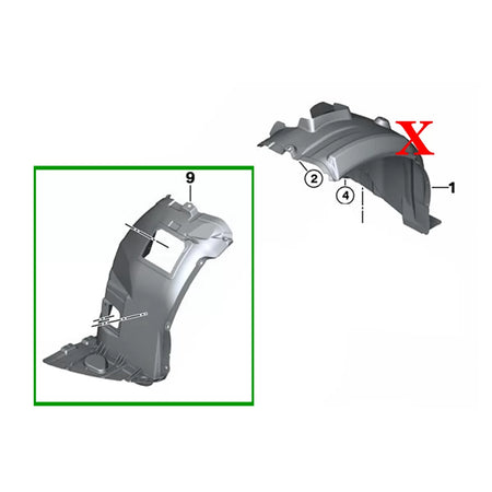 Parafango Interno Anteriore Sinistro per BMW Serie 3 E90 E91 2004-2008