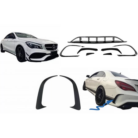 Alette Paraurti Anteriore e Posteriore Nere Mercedes CLA W117 Facelift 2016-2018