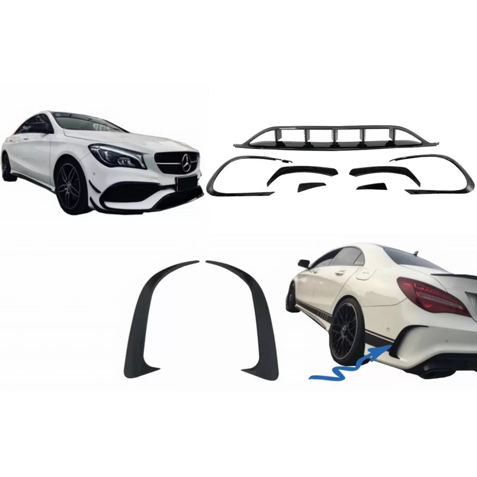 Alette Paraurti Anteriore e Posteriore Nere Mercedes CLA W117 Facelift 2016-2018