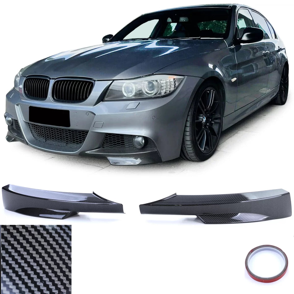 Spoiler Anteriore Angolare Effetto Carbonio per BMW Serie 3 E90 08-12