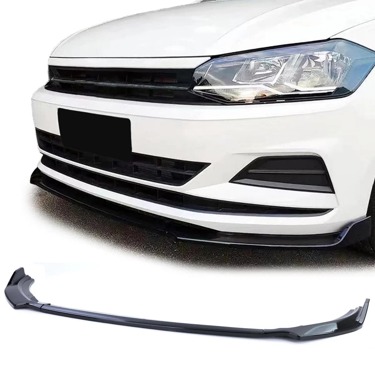 Spoiler Anteriore Sportivo Lucido Nero per Volkswagen Polo Vi 2G Aw dal 17