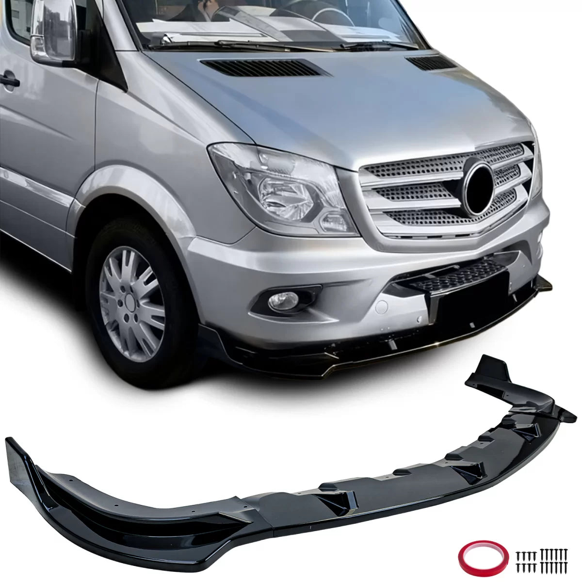 Spoiler Anteriore Lucido Nero per Mercedes Sprinter W906 Facelift 2013-2018