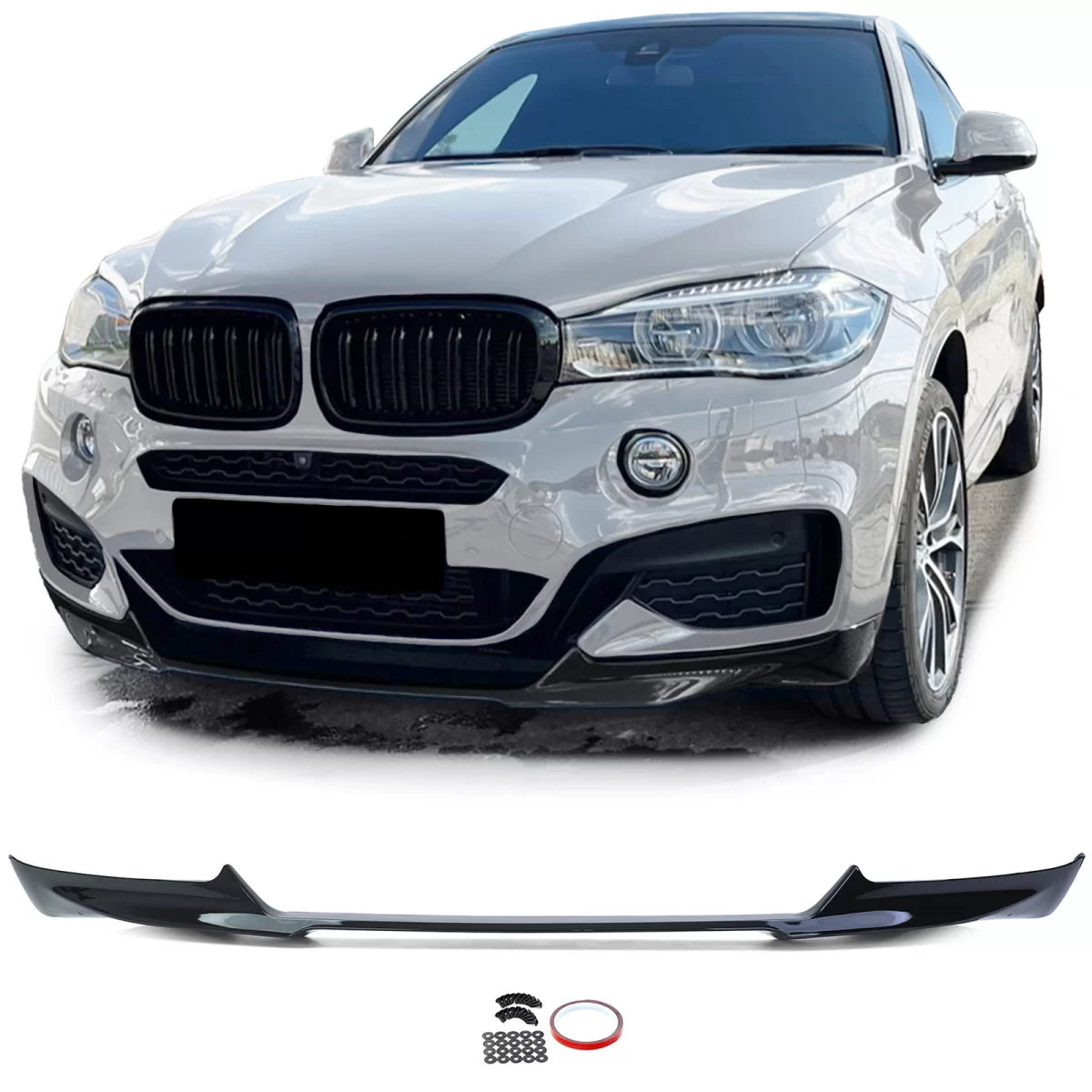 Spoiler Anteriore Lucido Nero per BMW X6 F16 14-19