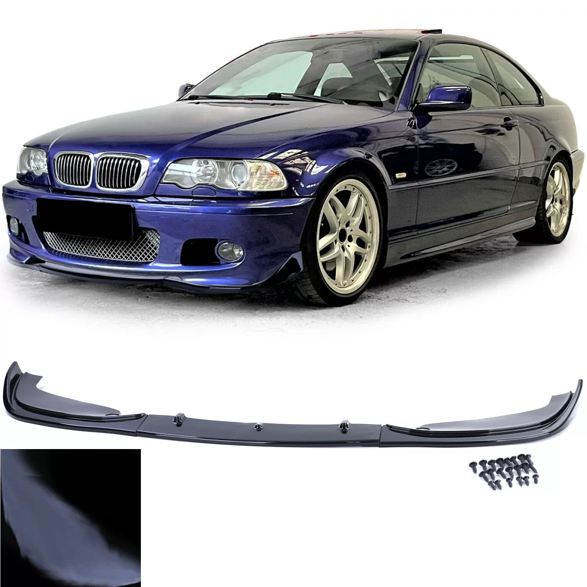 Spoiler Anteriore Lucido Nero per BMW Serie 3 E46 Coupé Cabrio