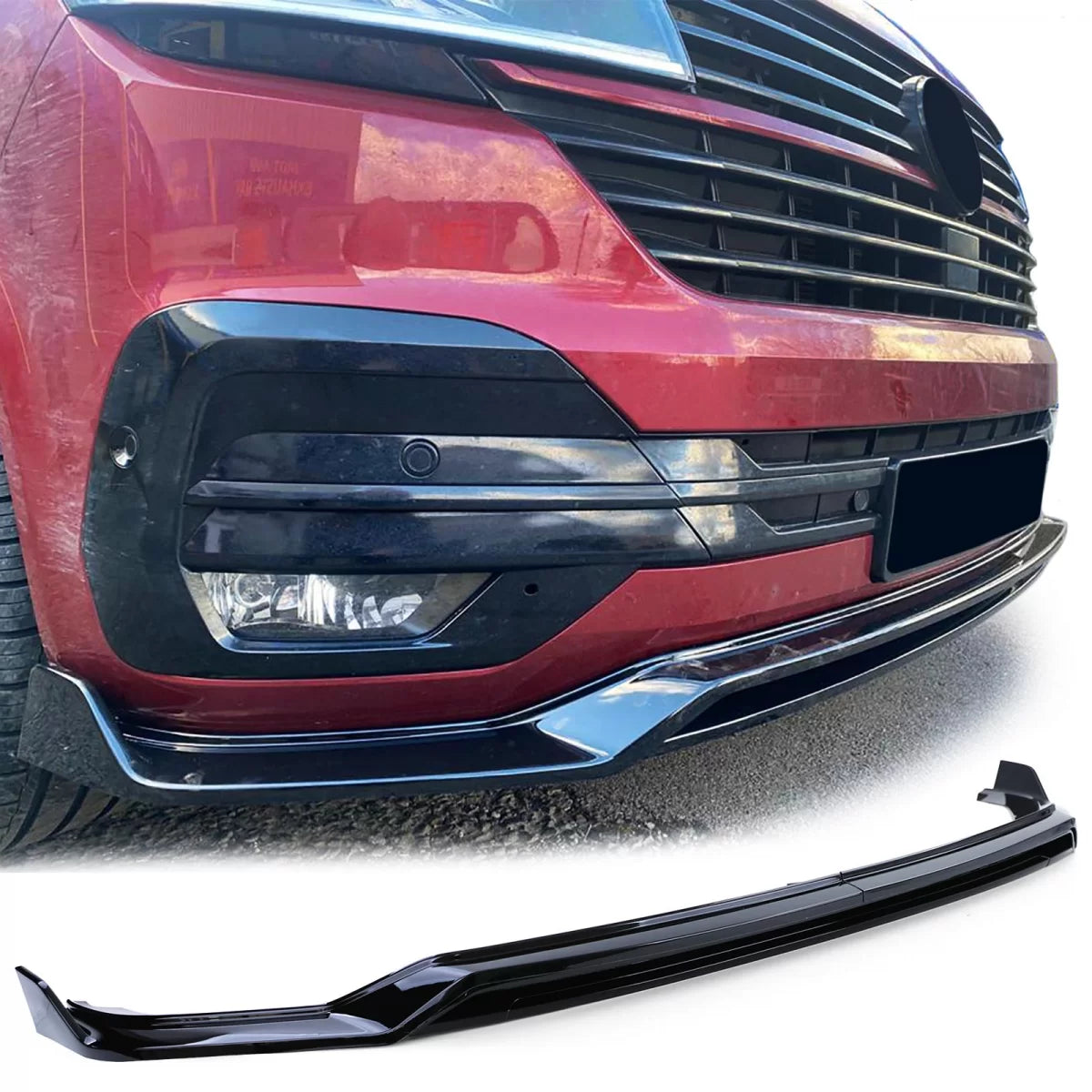 Spoiler Anteriore con Splitter e Griglia Nero Lucido per VW Bus T6.1 dal 19