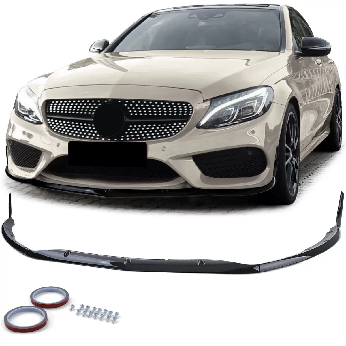 Spoiler Anteriore Sportivo Nero Lucido per Mercedes C S205 W205 14-21