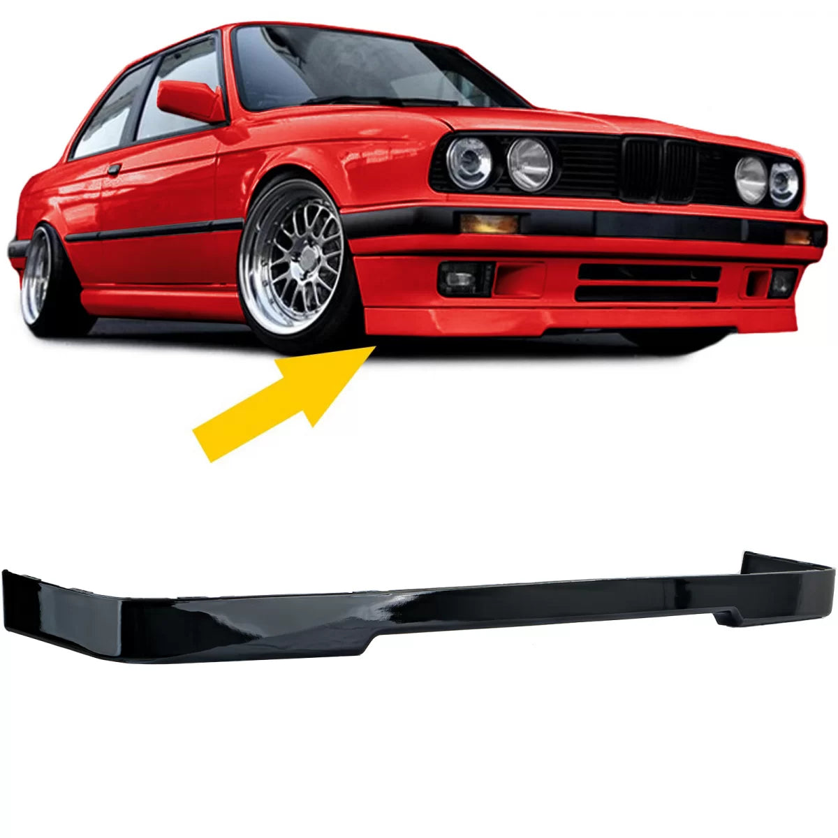 Spoiler Anteriore Sotto Paraurti Lucido per BMW Serie 3 E30 87-94