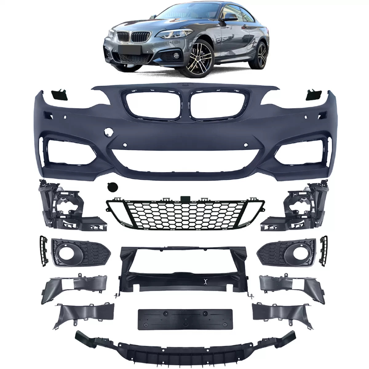 Paraurti Anteriore Sportivo Sport 2 con Accessori per BMW Serie 2 F22 F23 13-17
