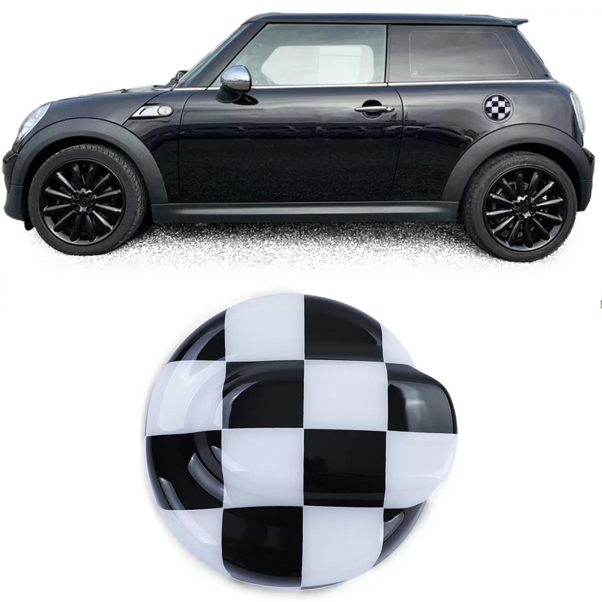 Copertura Tappo Carburante Nero Bianco per Mini R56 R57 R58 R59 R60