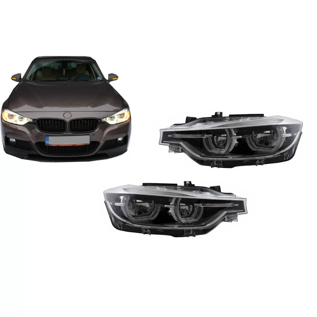 Fari Full LED Angel Eyes Anteriori per BMW Serie 3 F30 F31 dal 2011