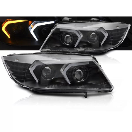 Fari Full LED Neri Anteriori per BMW E90 E91 05-08