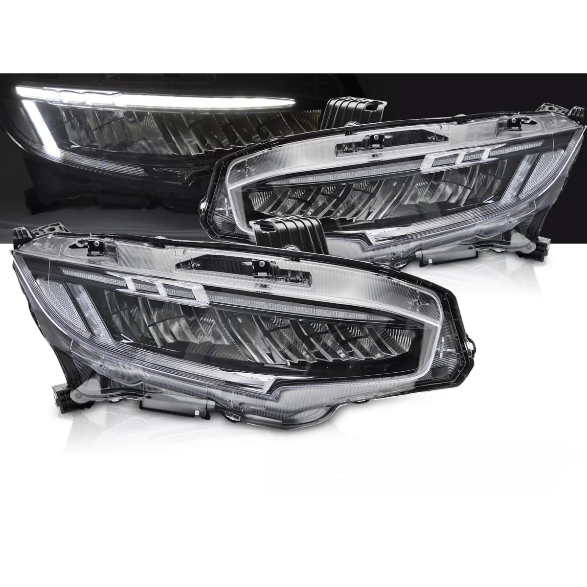 Fari Full LED Neri Anteriori per Honda Civic X 2016-2021