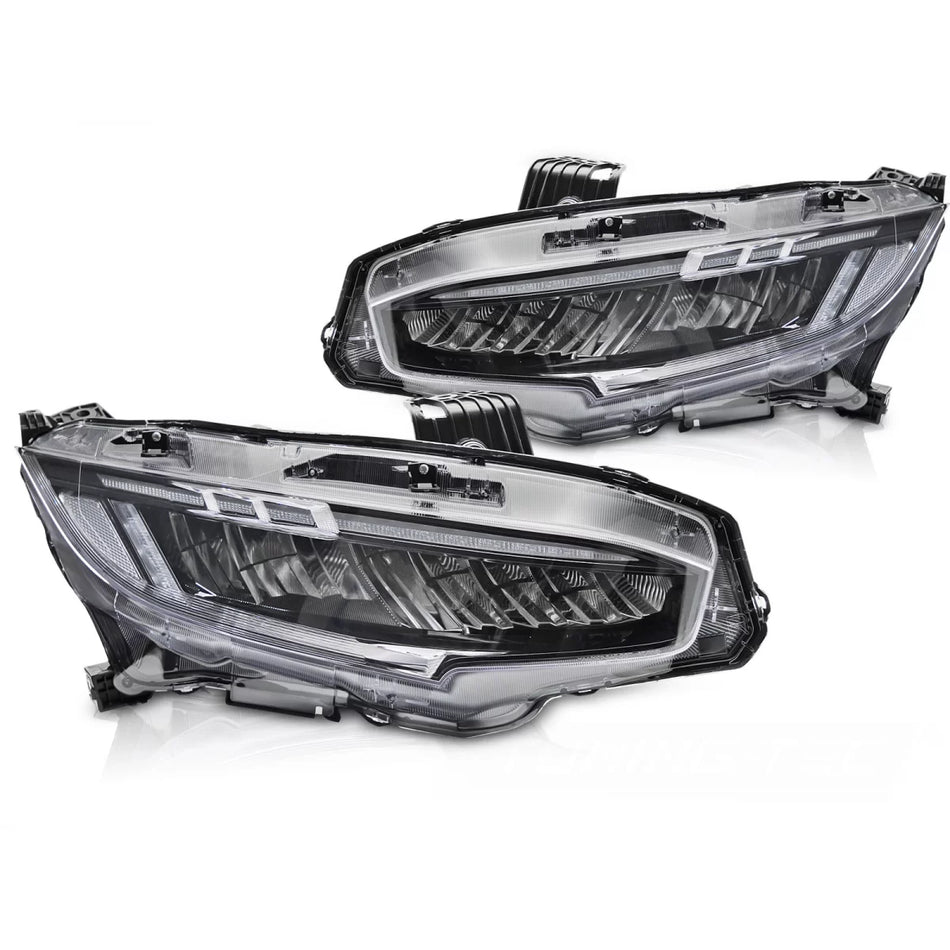 Fari Full LED Neri Anteriori per Honda Civic X 2016-2021