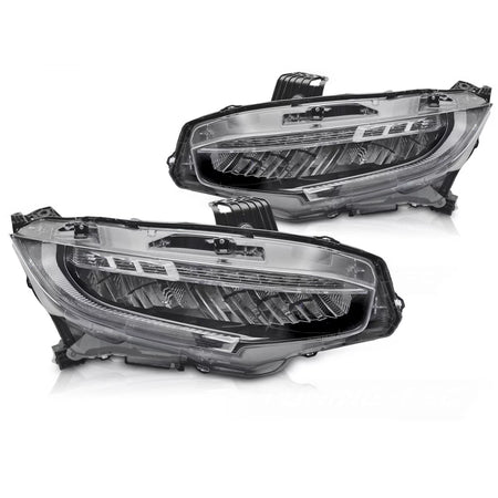 Fari Full LED Neri Anteriori per Honda Civic X 2016-2021