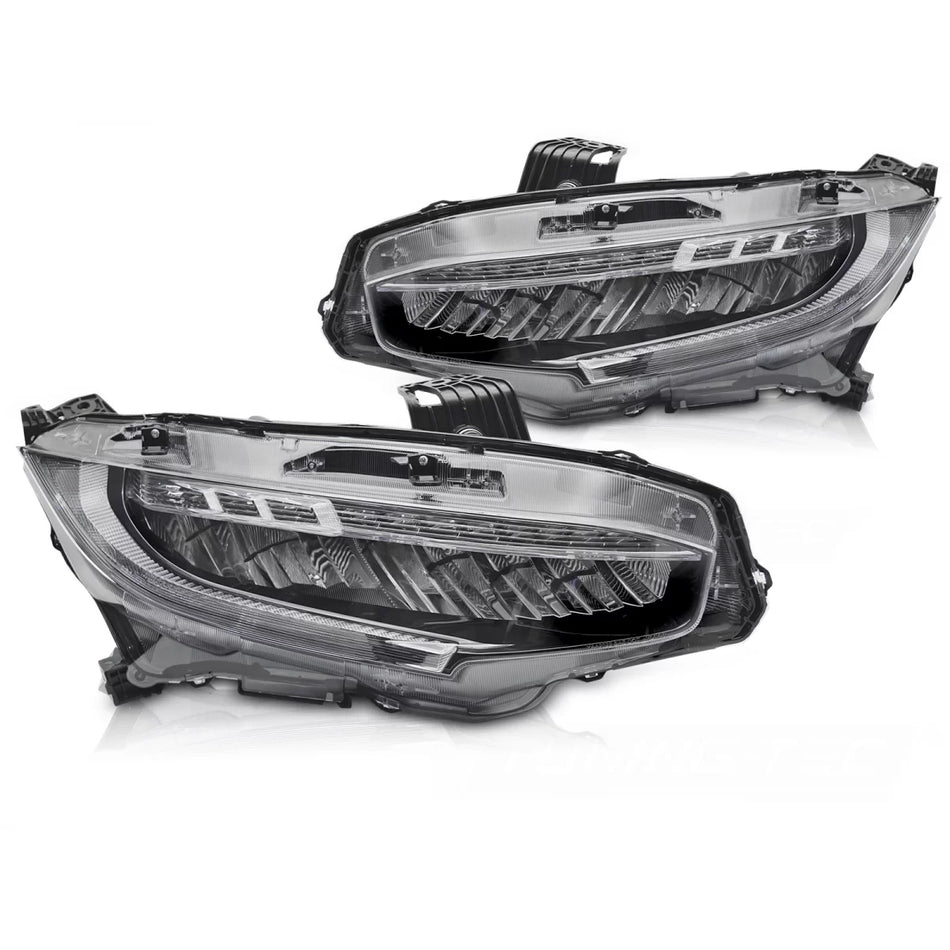 Fari Full LED Neri Anteriori per Honda Civic X 2016-2021