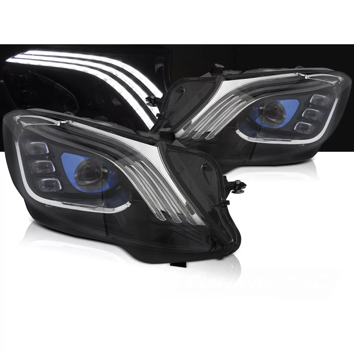 Fari Full LED Neri Anteriori per Mercedes W222 2013-2017