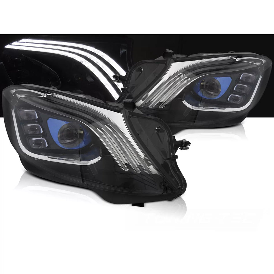 Fari Full LED Neri Anteriori per Mercedes W222 2013-2017
