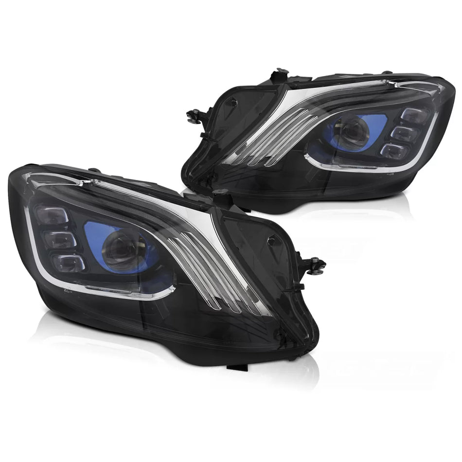 Fari Full LED Neri Anteriori per Mercedes W222 2013-2017