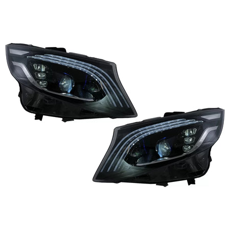 Fari Full LED Anteriori Neri per Mercedes Classe V W447 2016-2020 LHD