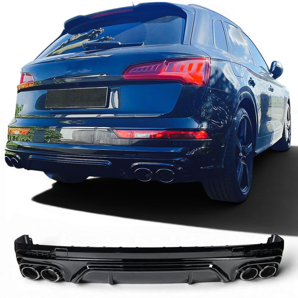 Diffusore Posteriore con Terminali Scarico 2X2 Nero per Audi Q5 FY (2017-2021)