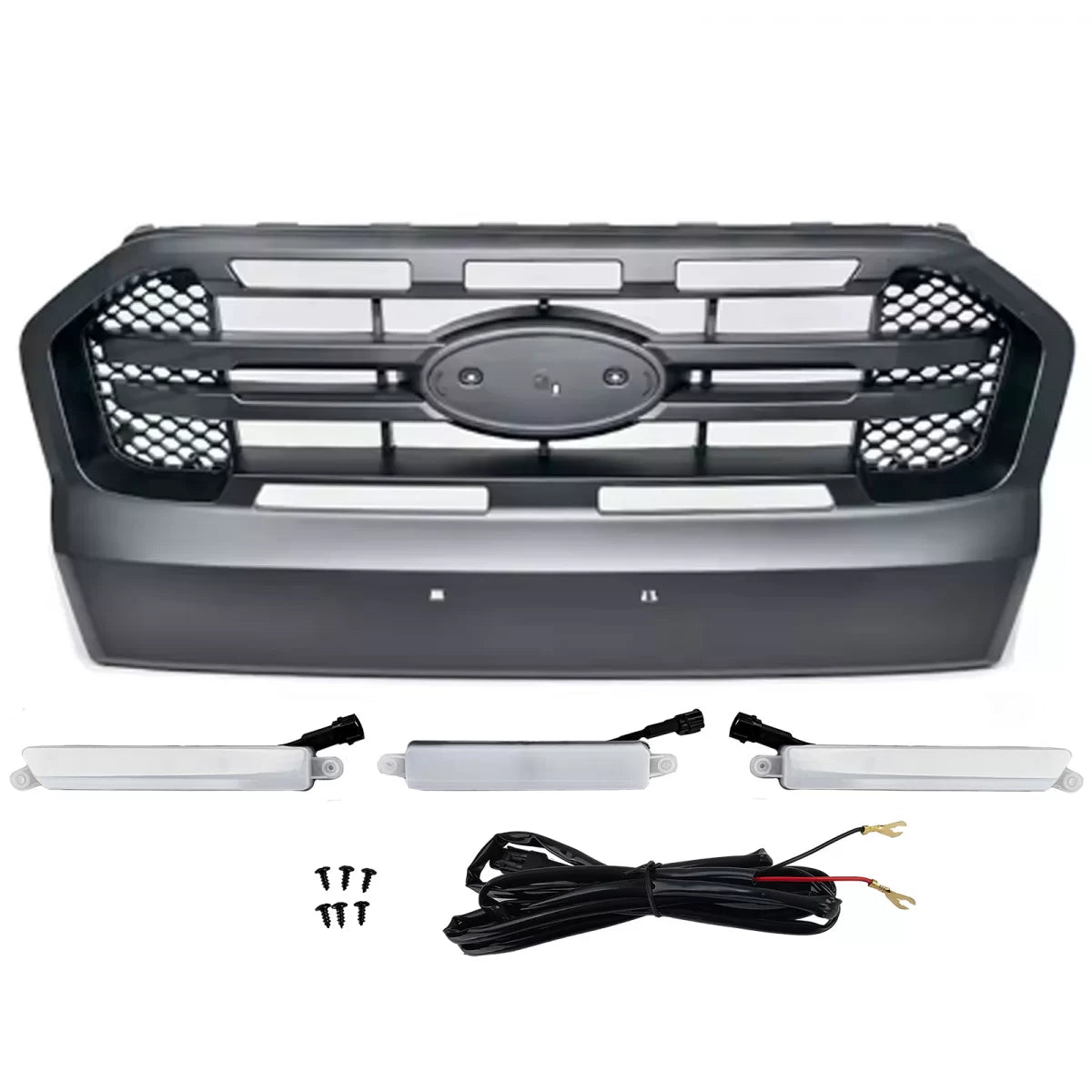 Griglia Anteriore con LED Doppia Barra Nera per Ford Ranger T7 16-19