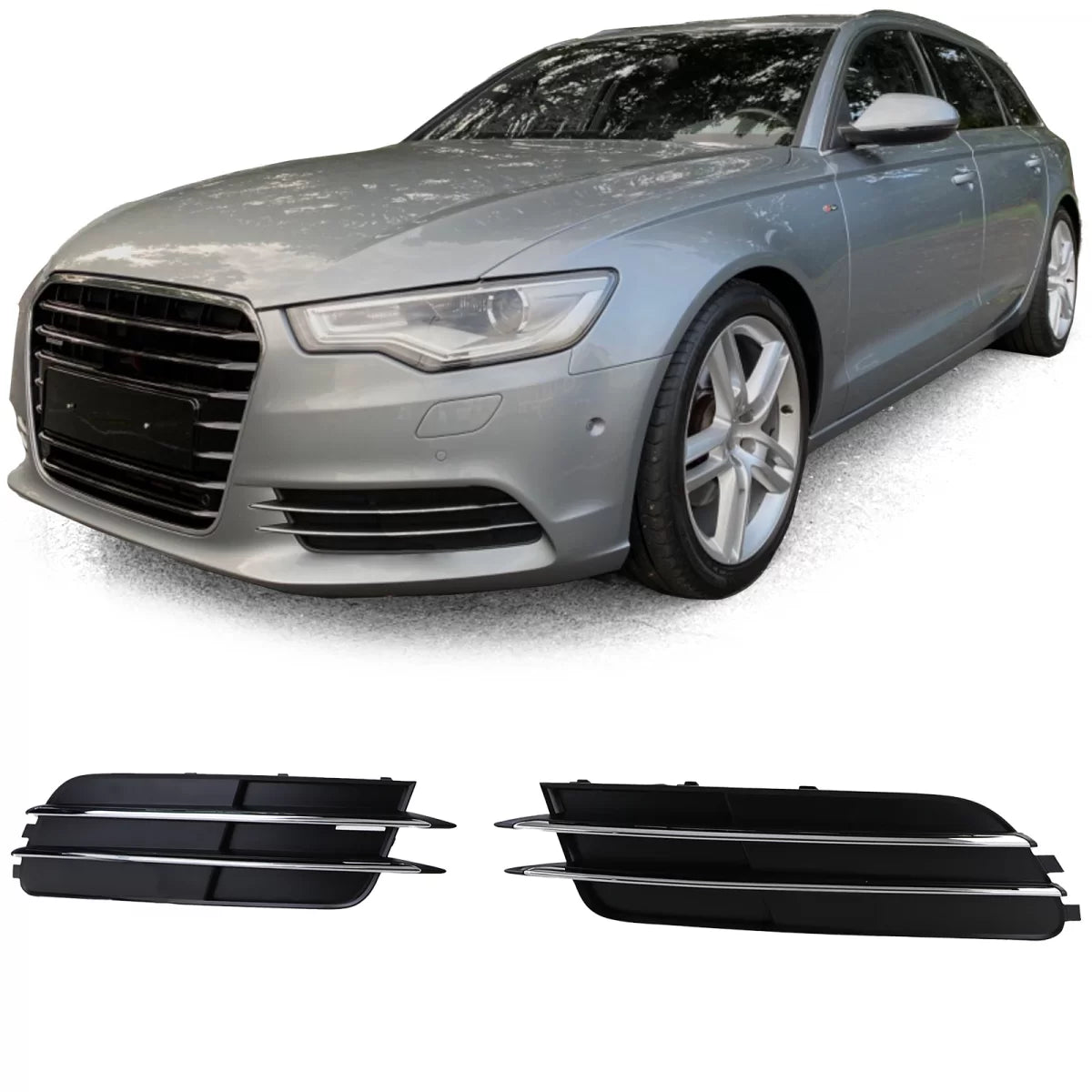 Griglia Cromata Paraurti Anteriore Audi A6 C7 4G 10-14 Senza S-line