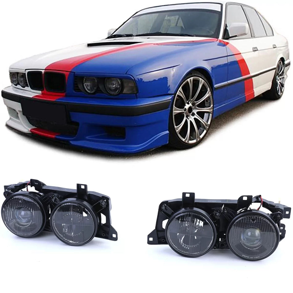 Fari Nero Fumé Anteriori per BMW Serie 5 E34 88-95 Serie 7 E32 88-94