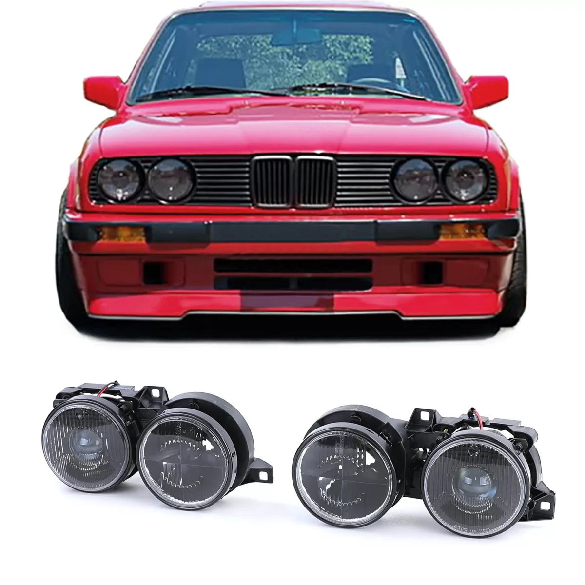 Fari Anteriori Neri Fumé per BMW Serie 3 E30 87-93
