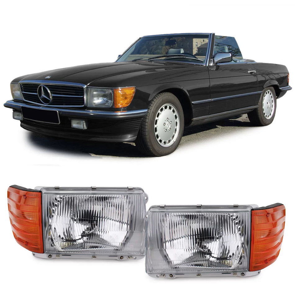 Fari Anteriori Senza Regolazione Altezza 6 Pin Dx e Sx per Mercedes SL R107 Slc