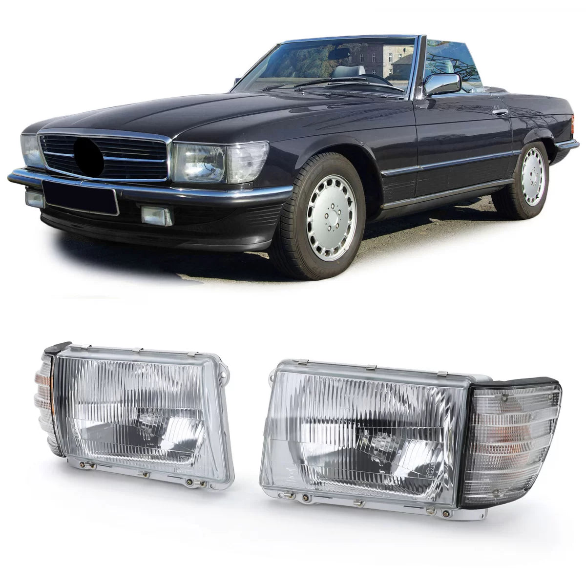 Fari Anteriori Senza Regolazione 6 Pin con Indicatori Bianchi per Mercedes SL