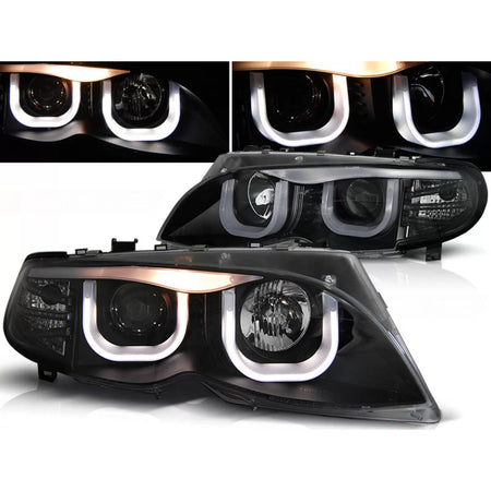 Fari Angel Eyes 3D Neri Anteriori BMW E46 09.01-03.05 S/t Nero