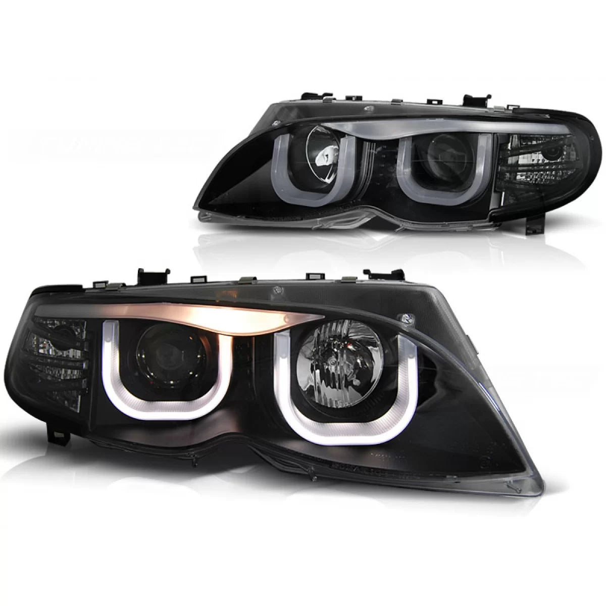 Fari Angel Eyes 3D Neri Anteriori BMW E46 09.01-03.05 S/t Nero