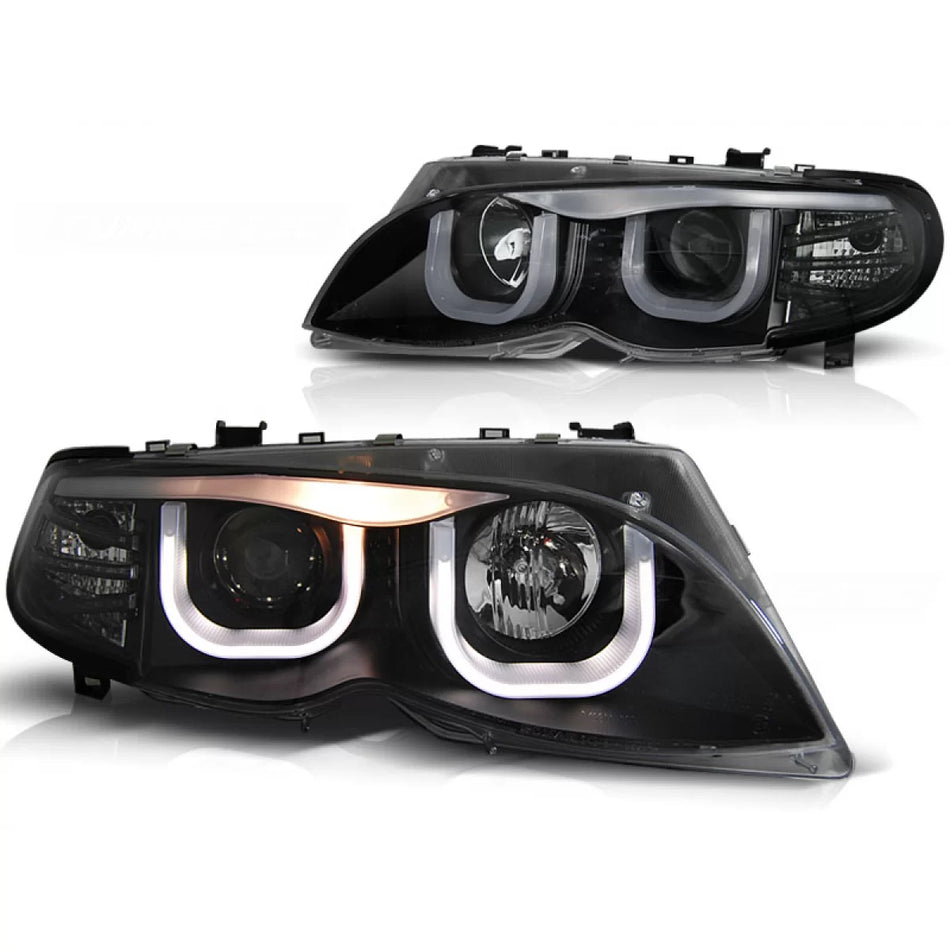 Fari Angel Eyes 3D Neri Anteriori BMW E46 09.01-03.05 S/t Nero