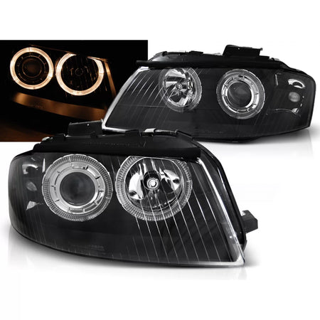 Fari Angel Eyes Neri Anteriori per Audi A3 8P 05.03-03.08
