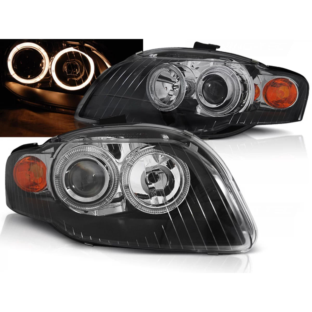 Fari Angel Eyes Neri Anteriori per Audi A4 B7 11.04-03.08