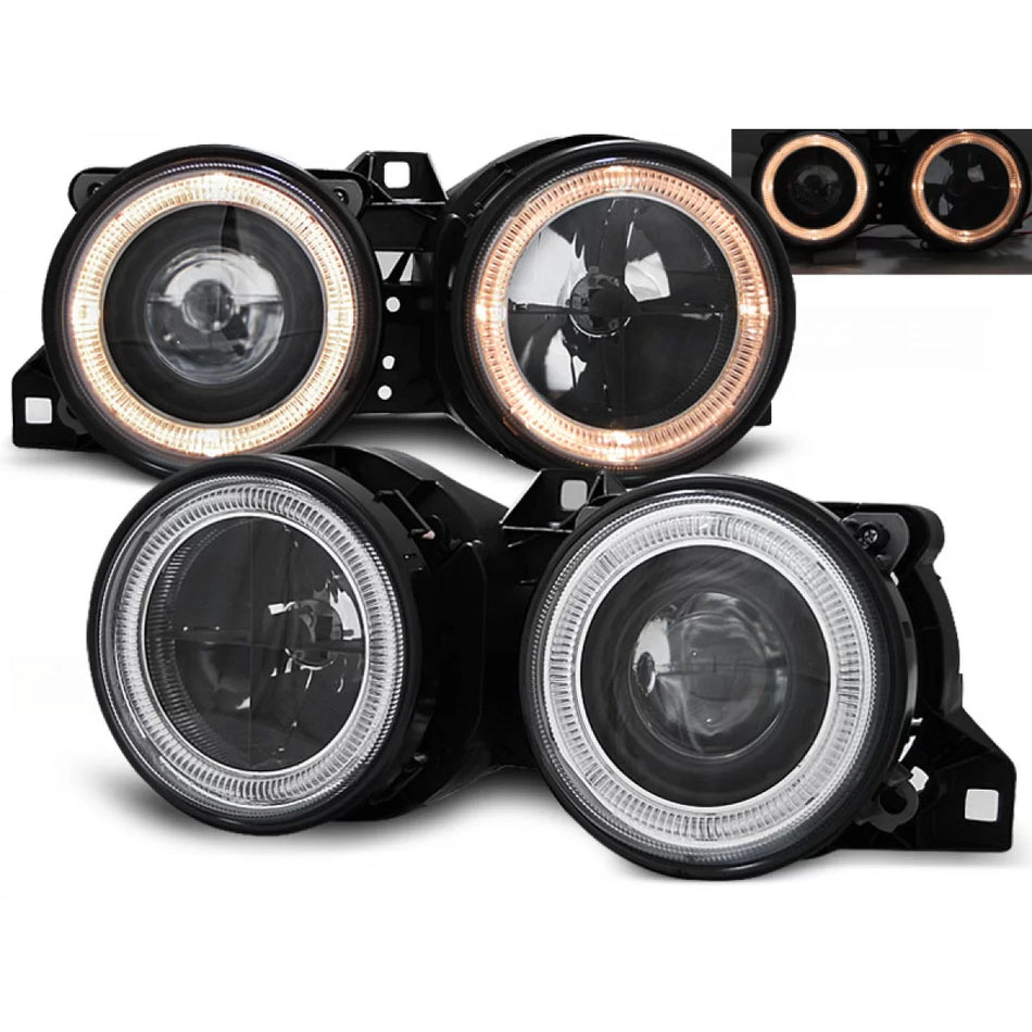 Fari Angel Eyes Neri Anteriori per BMW E30 11.82-06.94