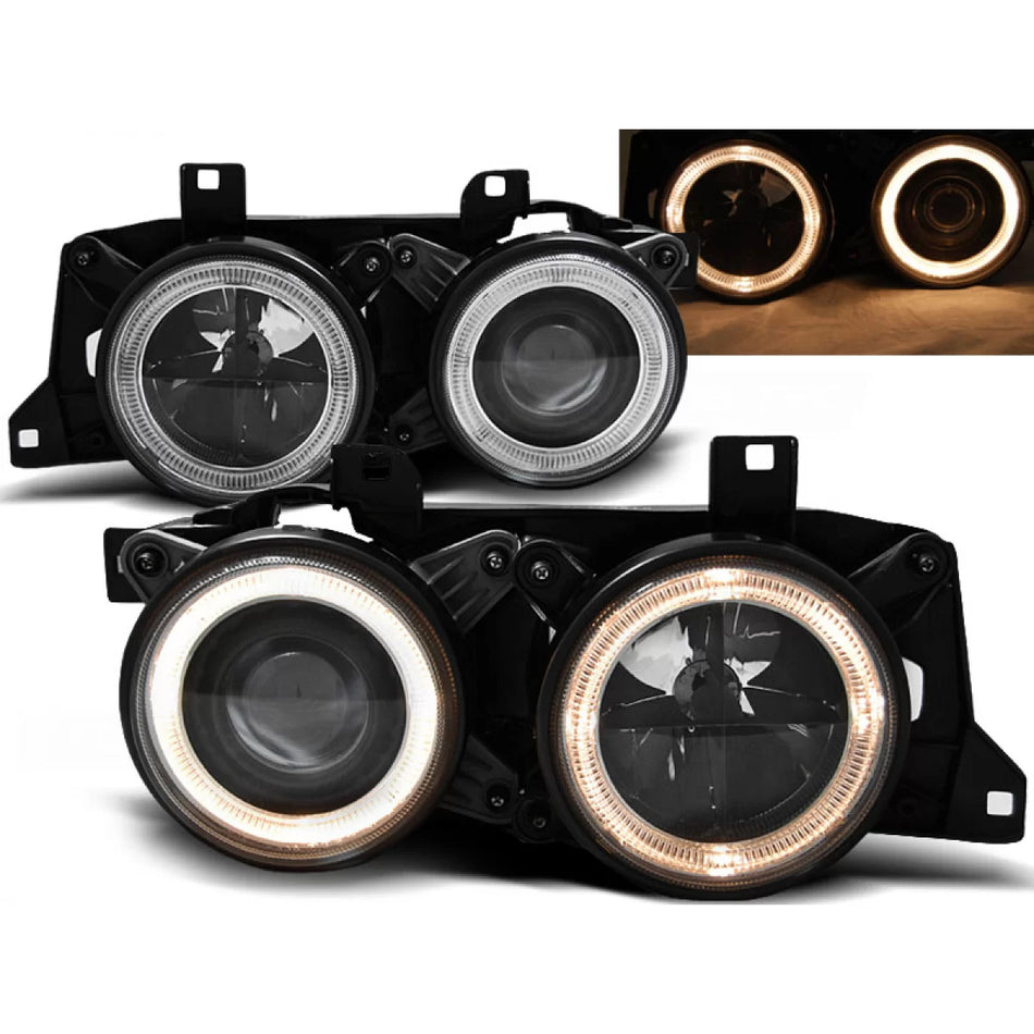 Fari Angel Eyes Neri Anteriori per BMW E32 E34