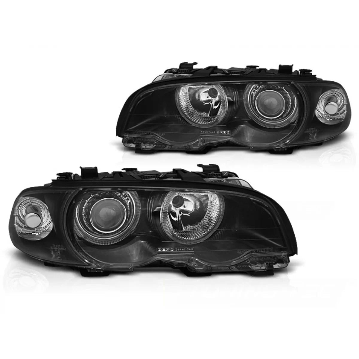 Fari Angel Eyes Neri Anteriori per BMW E46 Coupe Cabrio 04.99-03