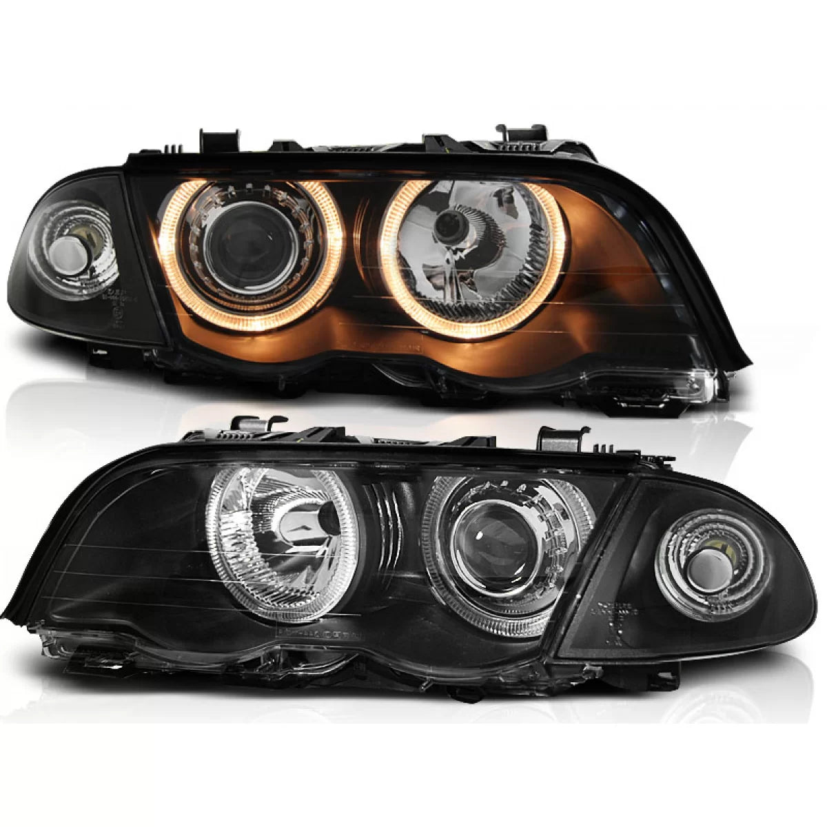 Fari Angel Eyes Neri Anteriori per BMW E46 05.98-08.01 S/t