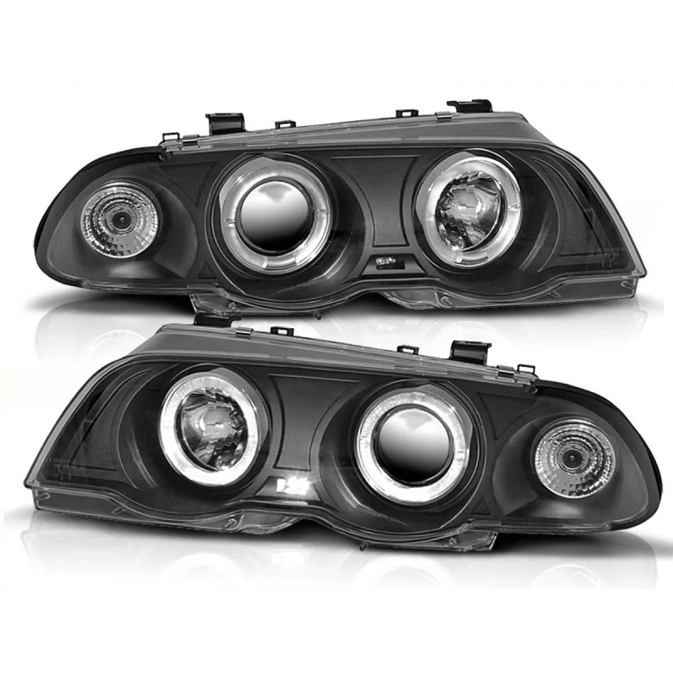 Fari Angel Eyes Neri Anteriori per BMW E46 05.98-08.01 S/t