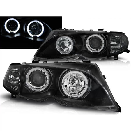 Fari Angel Eyes Neri Anteriori per BMW E46 09.01-03.05