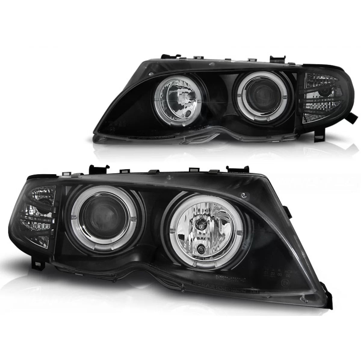 Fari Angel Eyes Neri Anteriori per BMW E46 09.01-03.05