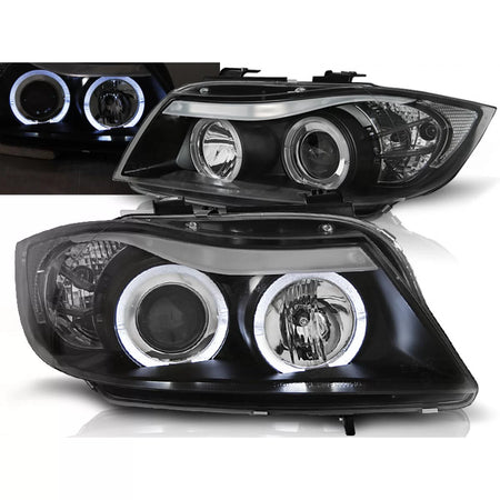 Fari Angel Eyes Neri Anteriori per BMW E90 E91 03.05-08.08
