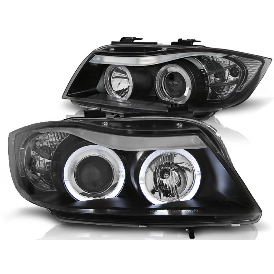 Fari Angel Eyes Neri Anteriori per BMW E90 E91 03.05-08.08