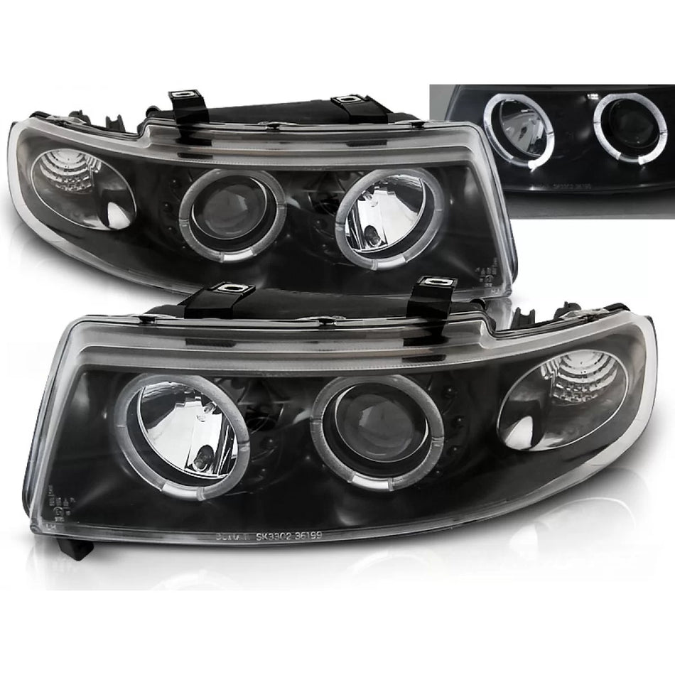 Fari Angel Eyes Neri Anteriori per Seat Leon Toledo 04.99-08.04